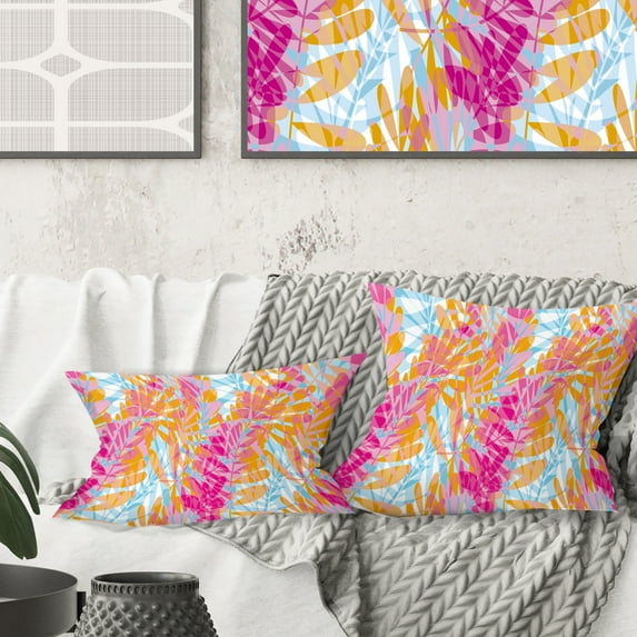 Designart Retro Floral Pattern III' Mid-Century Modern Throw Pillow - 16x16