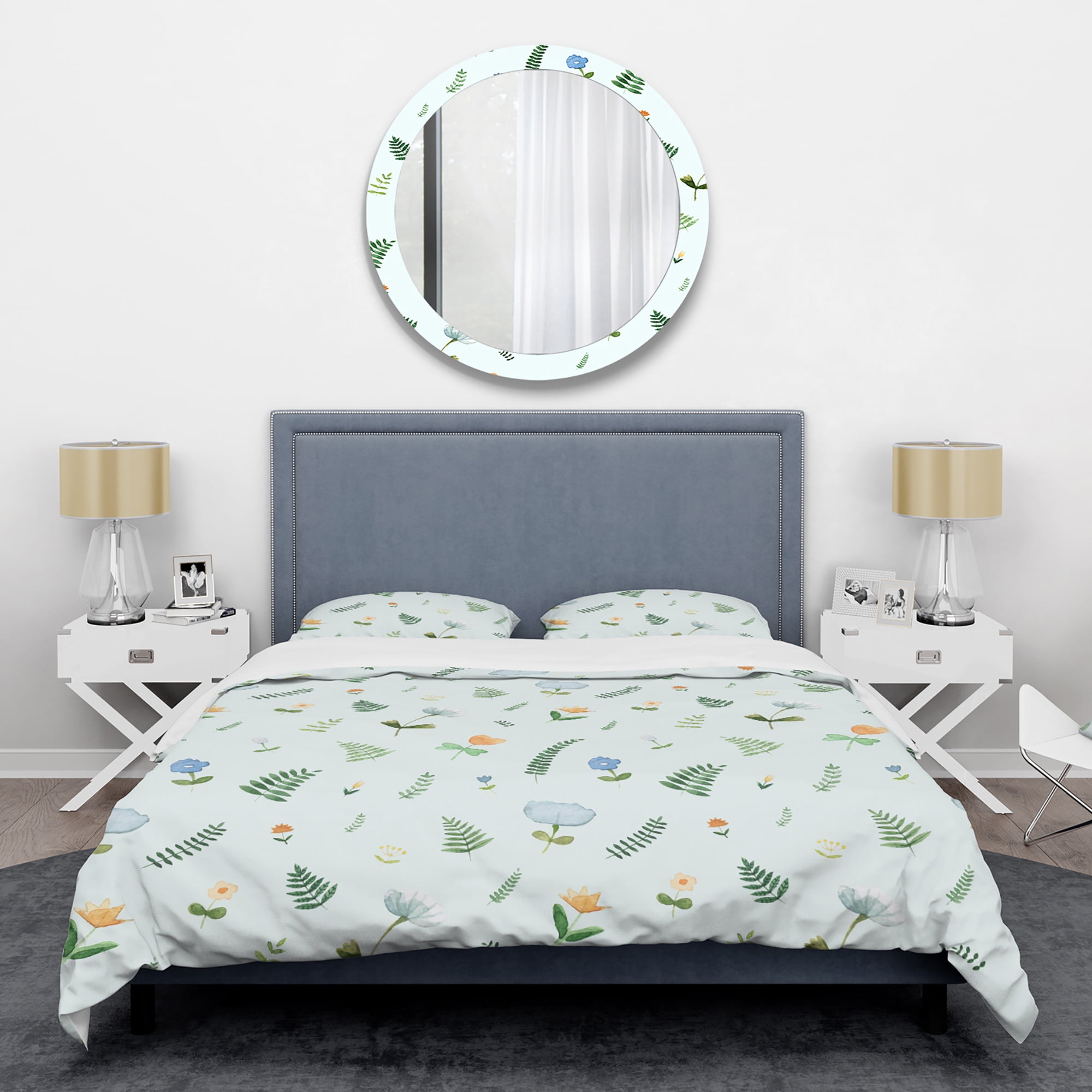 Designart 'Retro Floral Pattern IX' Mid-Century Modern Duvet Cover Set
