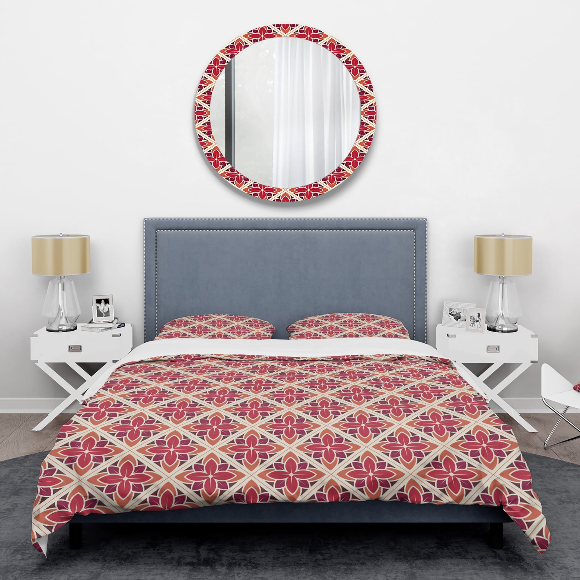 Designart 'Retro Floral Pattern VI' Mid-Century Modern Duvet Cover Set