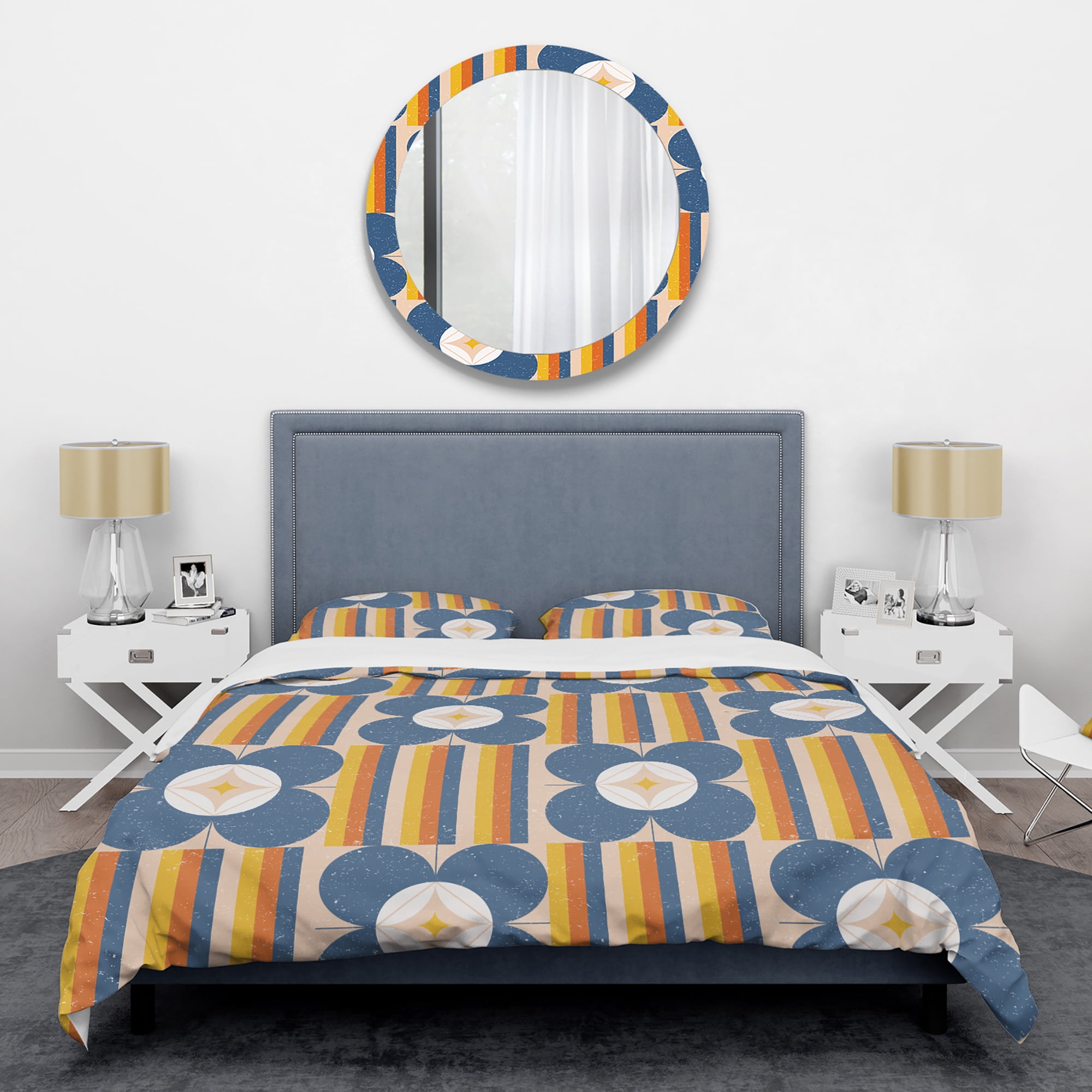 Designart 'Retro Floral Pattern XI' Mid-Century Modern Duvet Cover Set