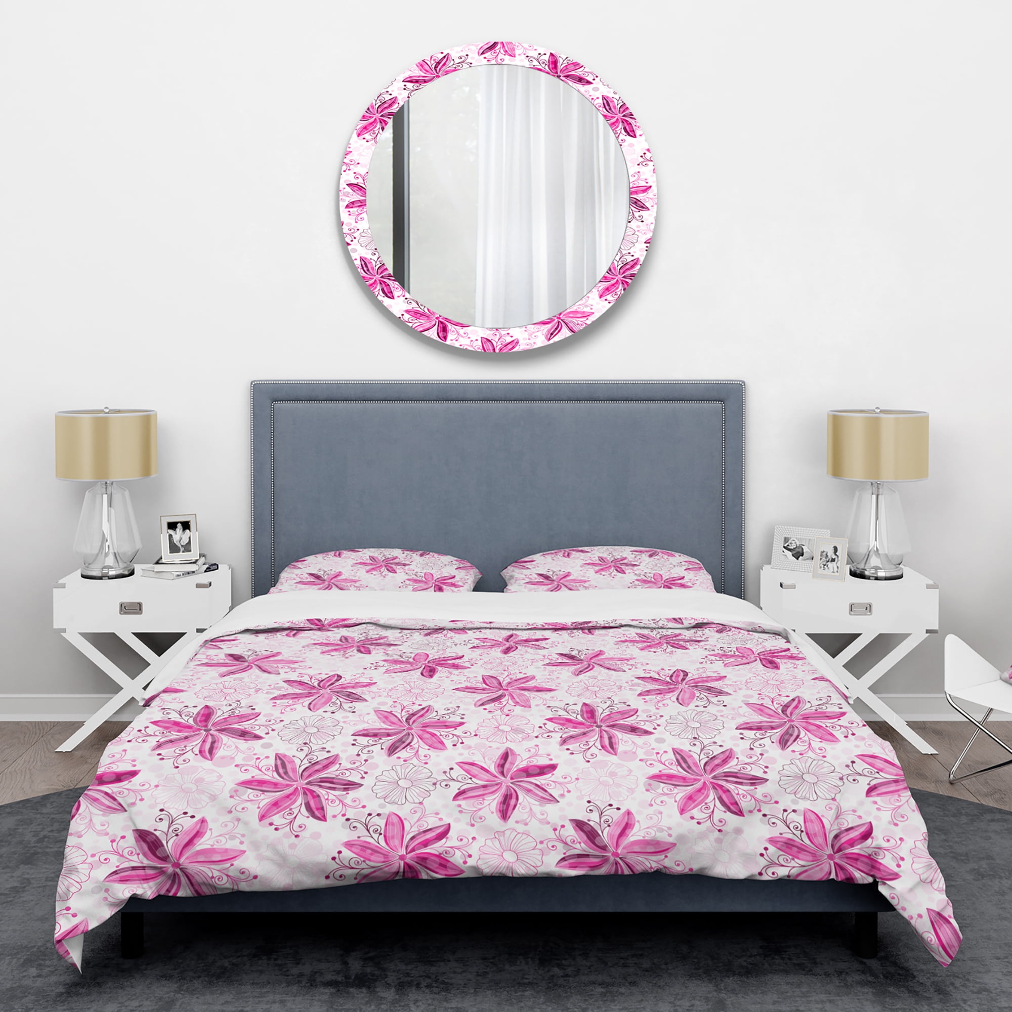 Designart 'Retro Floral Pattern XII' Mid-Century Modern Duvet Cover Set