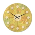thumbnail image 1 of Designart 'Retro Flowers On Green Background' Mid-Century Modern Wood Wall Clock, 1 of 5