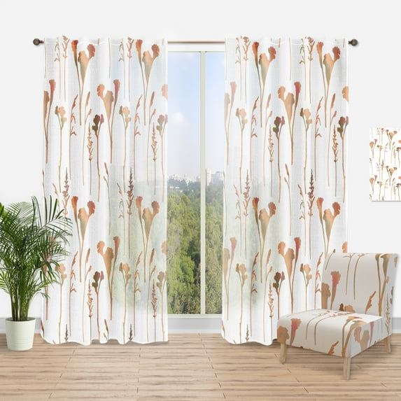 Designart 'Retro Flowers Pattern I' Mid-Century Modern Curtain Panel