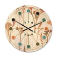 thumbnail image 1 of Designart 'Retro Flowers Pattern I' Mid-Century Modern Wood Wall Clock, 1 of 5