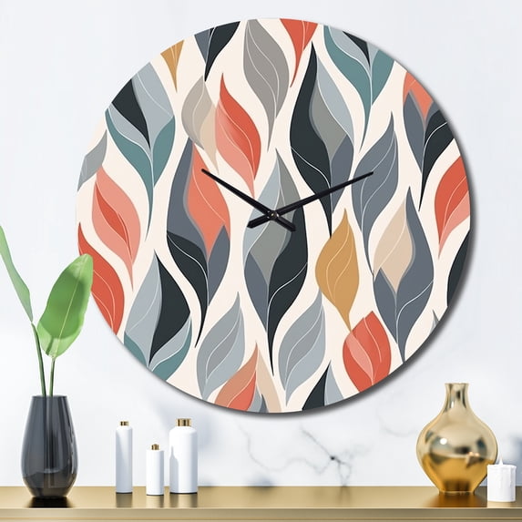 Designart "Retro Foliage Dream I" Modern Geometric Oversized Wall Clock
