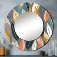 thumbnail image 1 of Designart "Retro Foliage Dream III" Modern Geometric Rund Mirror For Wall Decor - Large Multi-Color Round Printed Mirror - Mid-Century Round Mirror 23" x 23" Inch, 1 of 5