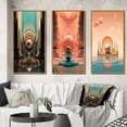 thumbnail image 1 of Designart "Retro Futuristic Architecture Graphic Bliss V" Abstract Landscape Framed Wall Art Set Of 3 - Pink Abstract Landscapes Frame Gallery Wall Set For Home Decor, 1 of 6