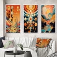 thumbnail image 1 of Designart "Retro Futuristic Dreamcity II" Abstract Landscape Framed Wall Art Set Of 3 - Yellow Abstract Landscapes Frame Gallery Wall Set For Home Decor, 1 of 6