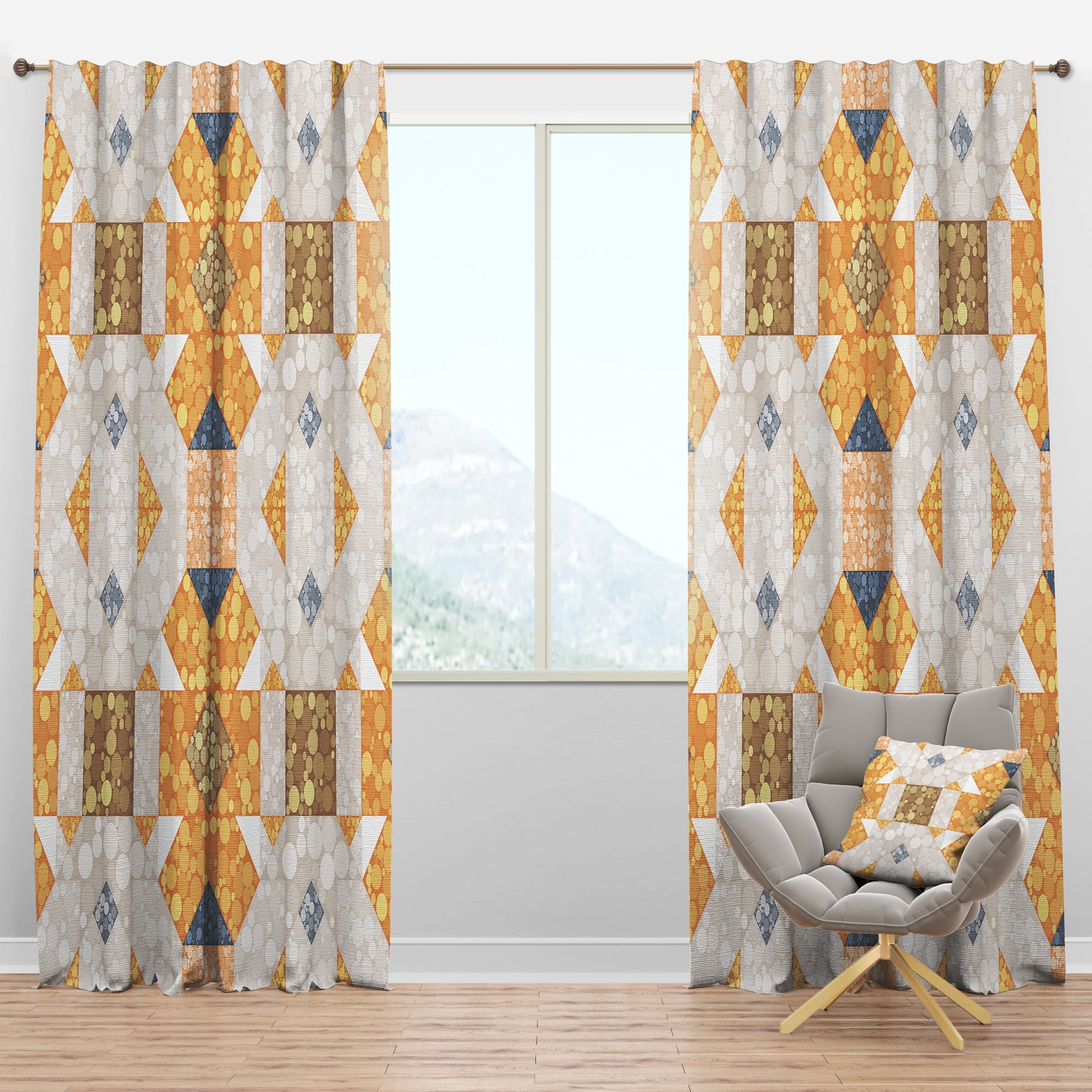 Designart 'Retro Geometric Design I' Mid-Century Modern Blackout Curtain Panel