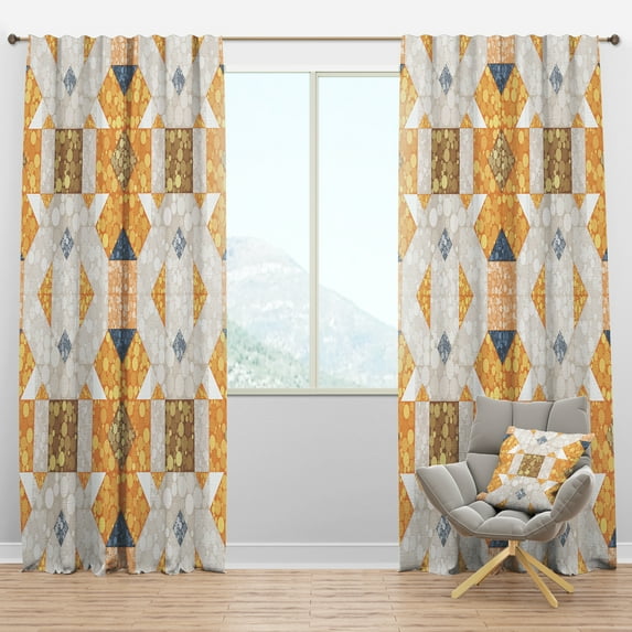 Designart 'Retro Geometric Design I' Mid-Century Modern Blackout Curtain Panel
