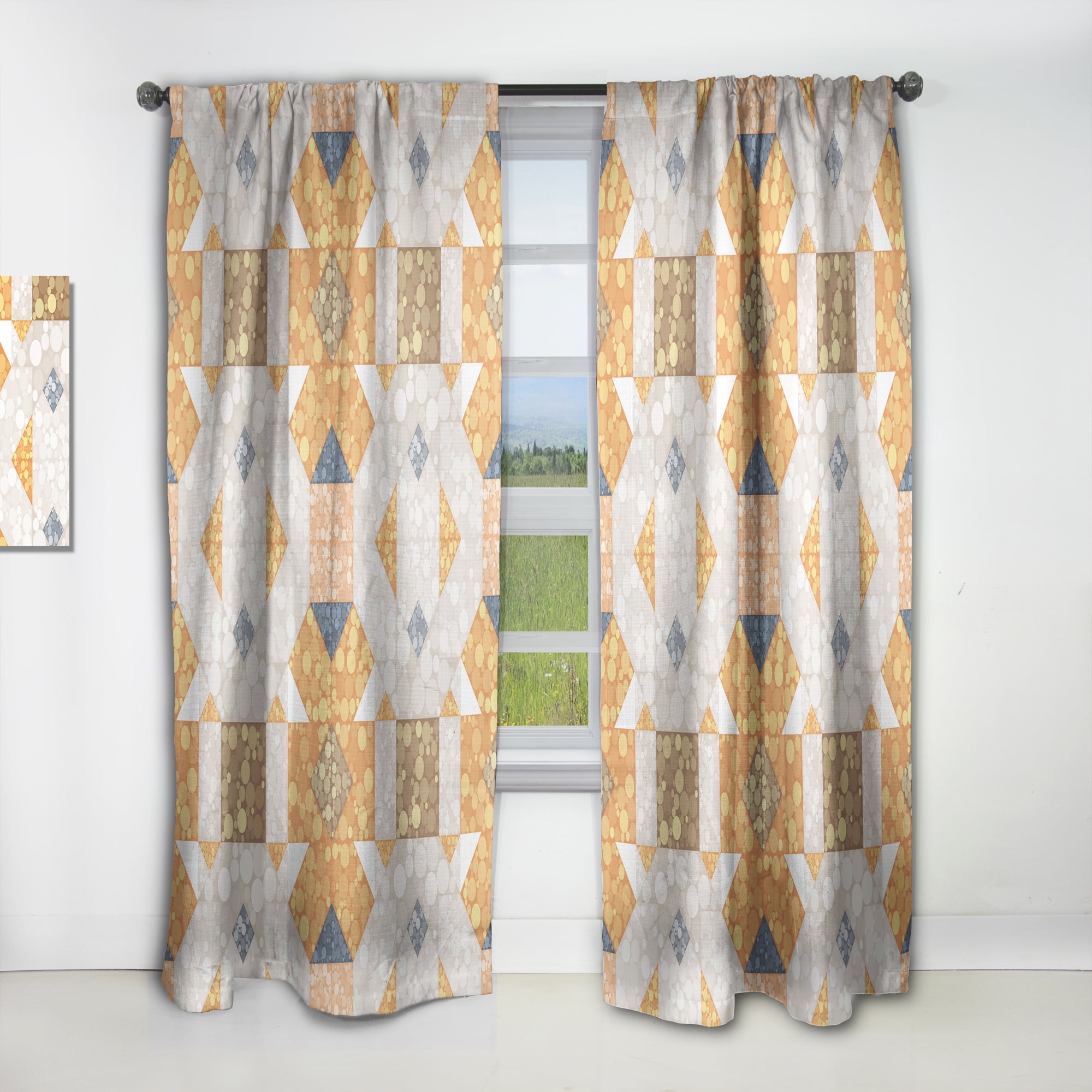 Designart 'Retro Geometric Design I' Mid-Century Modern Curtain Panel