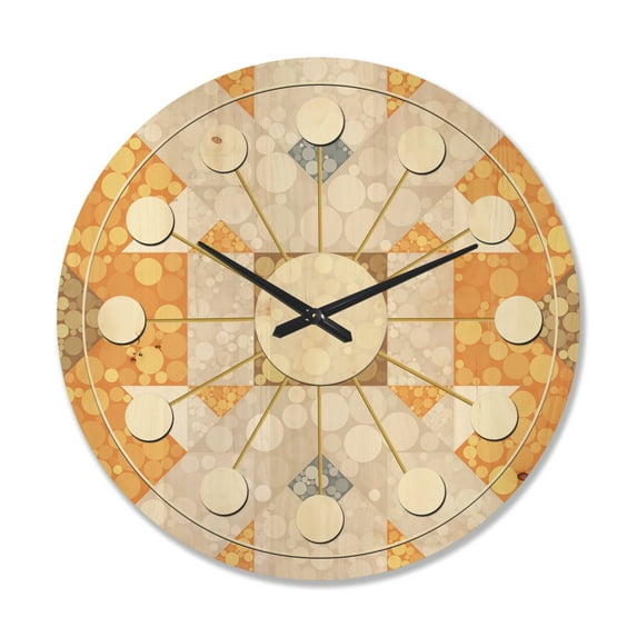 Designart 'Retro Geometric Design I' Mid-Century Modern Wood Wall Clock