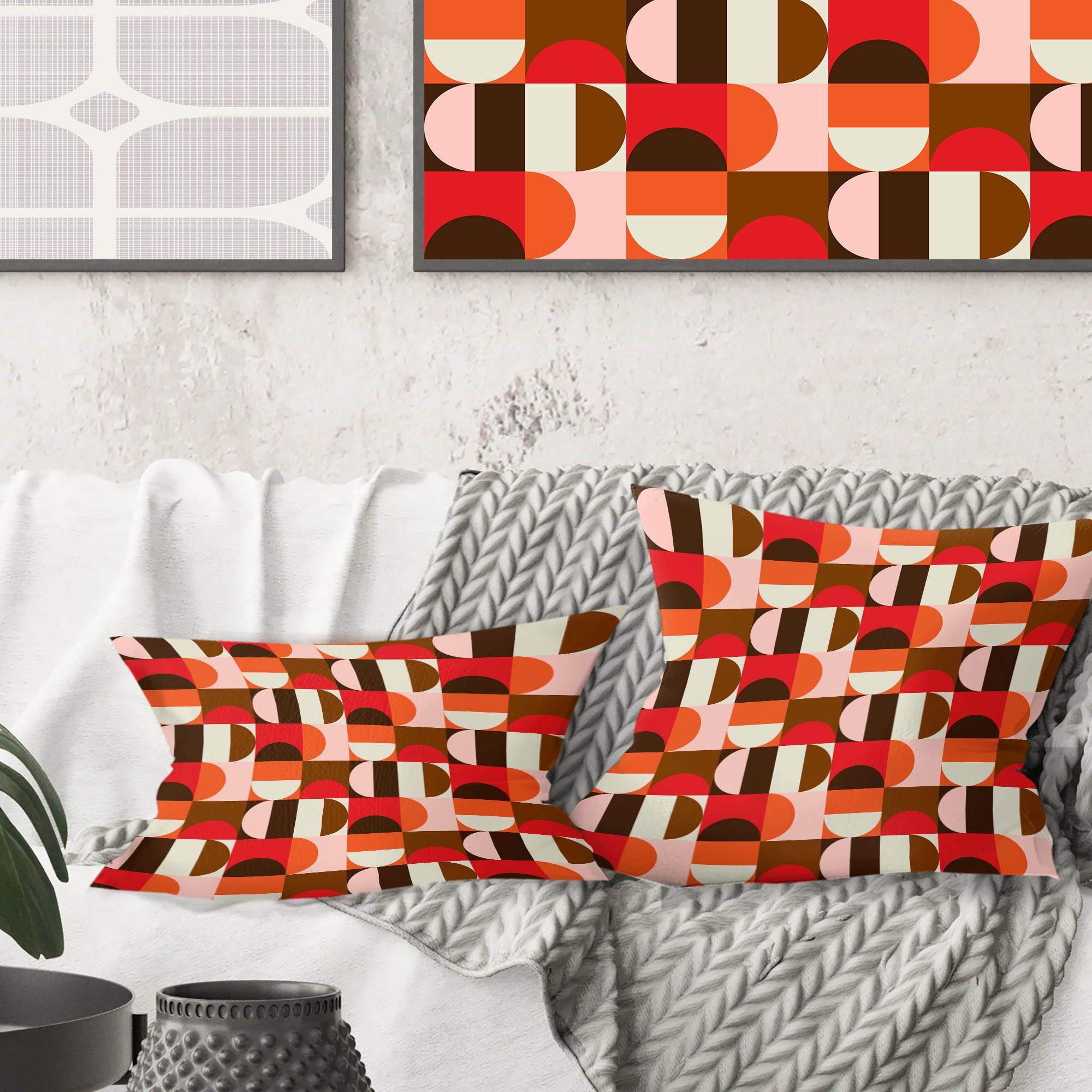 Designart Retro Geometric Design II' Mid-Century Modern Throw Pillow - 16x16