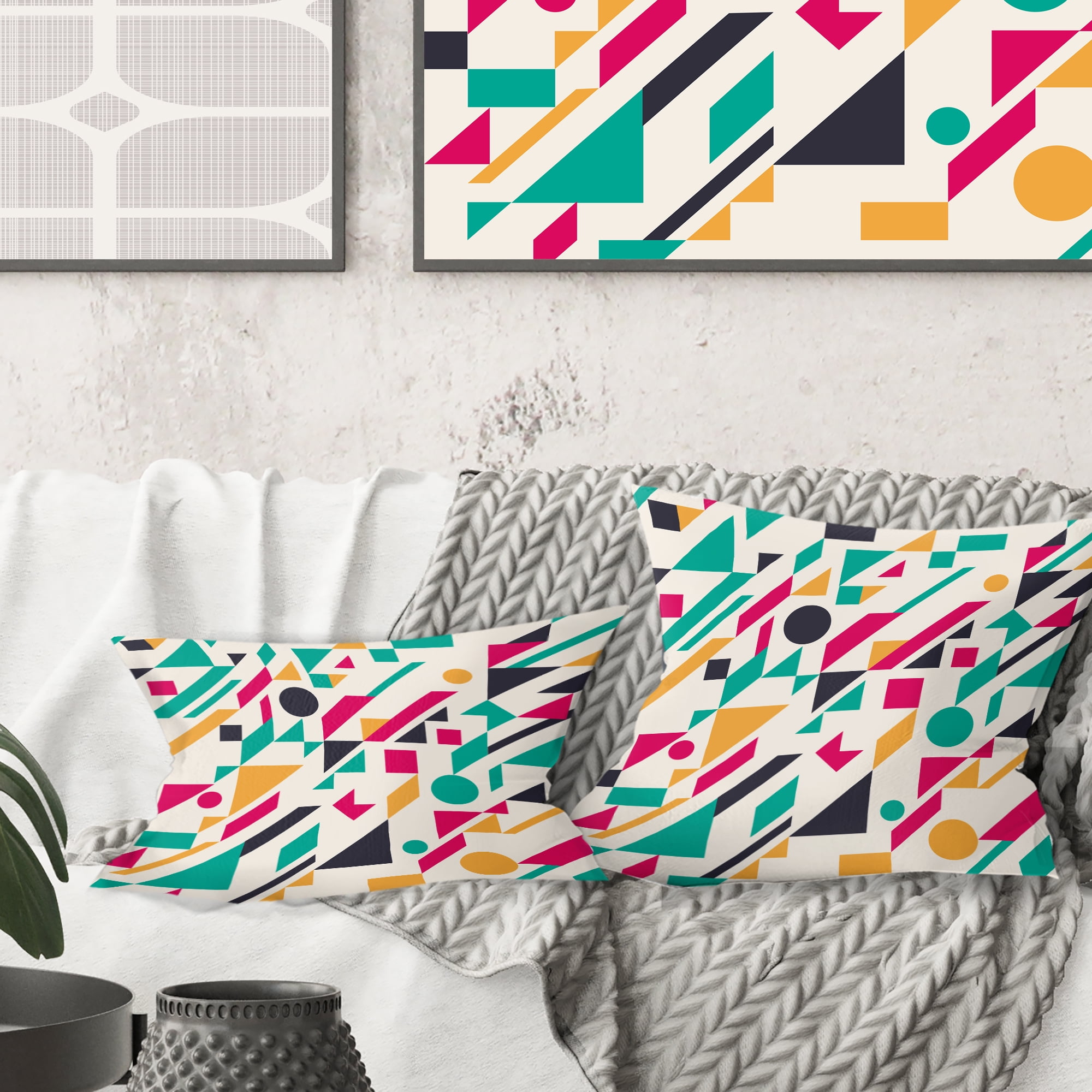 Designart Retro Geometric Design III' Mid-Century Modern Throw Pillow - 16x16