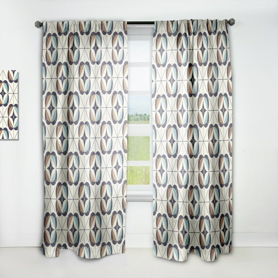 Designart 'Retro Geometric Design IV' Mid-Century Modern Curtain Panel