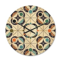 Designart 'Retro Geometric Design IV' Mid-Century Modern Wood Wall Clock