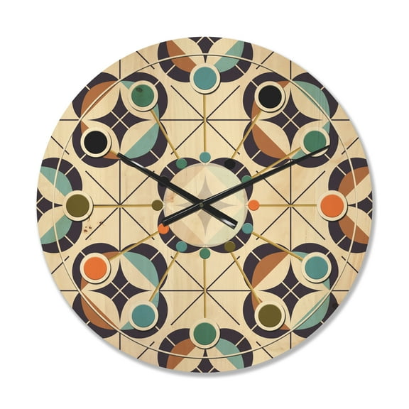 Designart 'Retro Geometric Design IV' Mid-Century Modern Wood Wall Clock