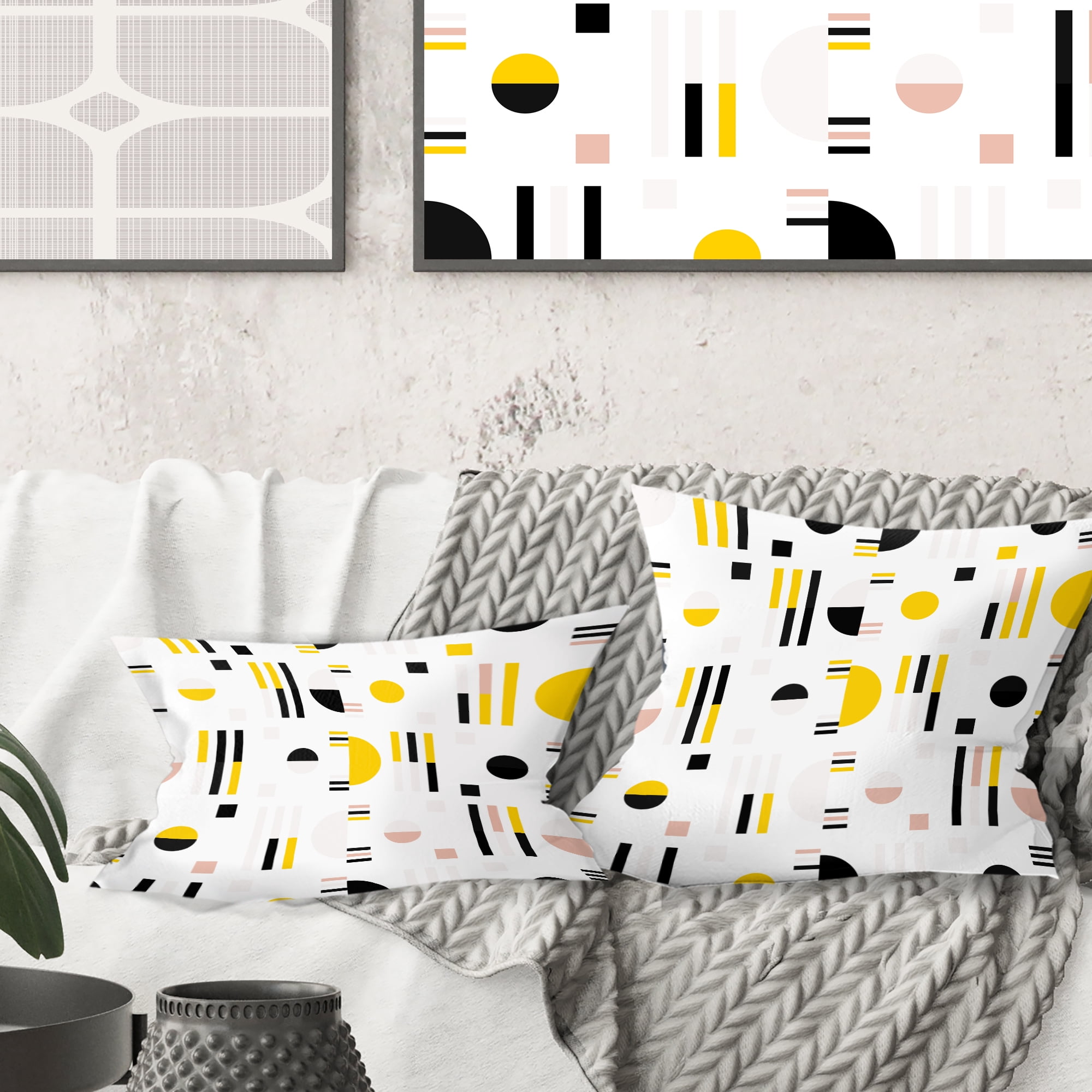 Designart Retro Geometric Design IX' Mid-Century Modern Throw Pillow - 16x16