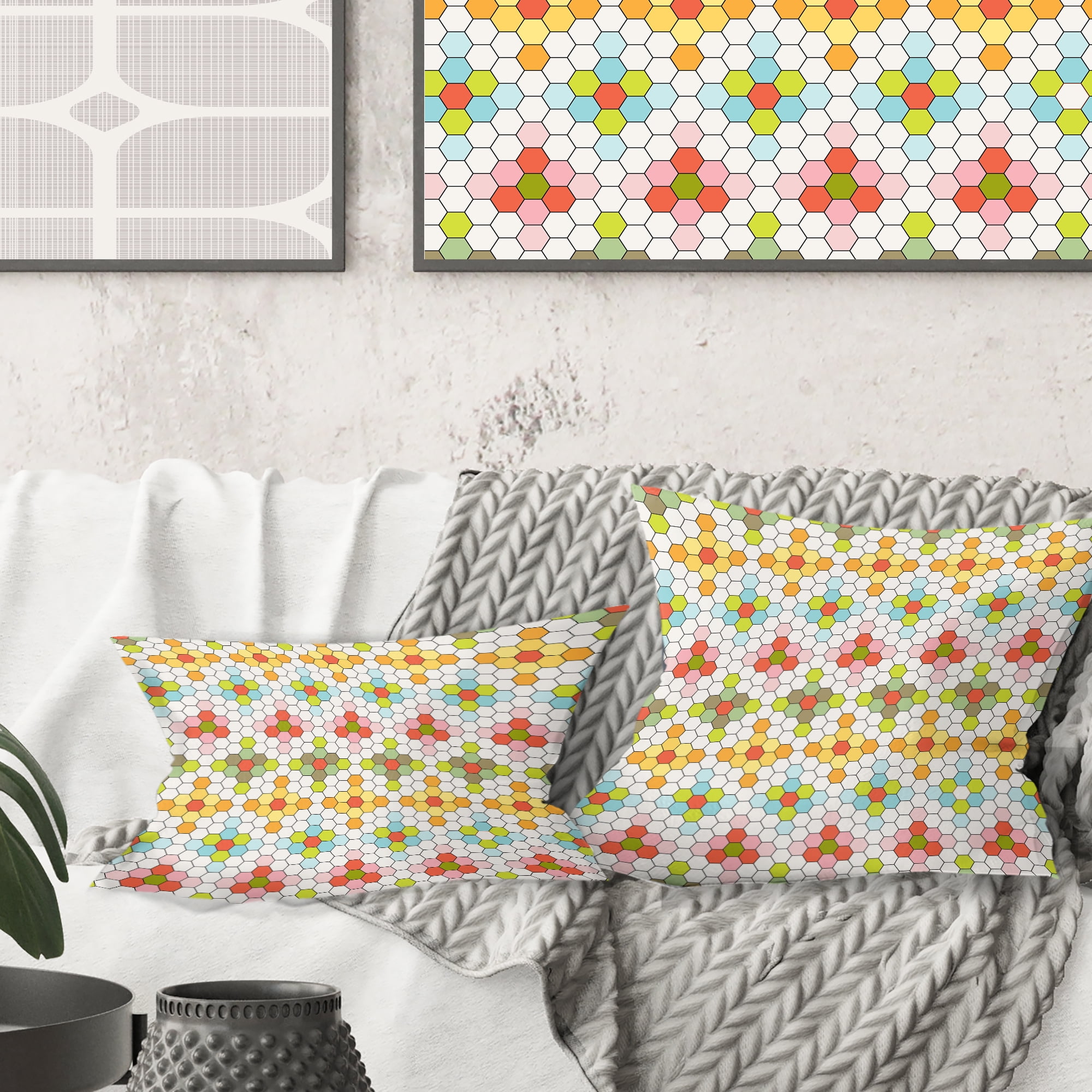 Designart Retro Geometric Design IX' Mid-Century Modern Throw Pillow - 18x18