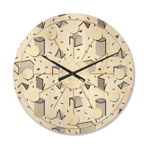 Designart 'Retro Geometric Design V' Mid-Century Modern Wood Wall Clock