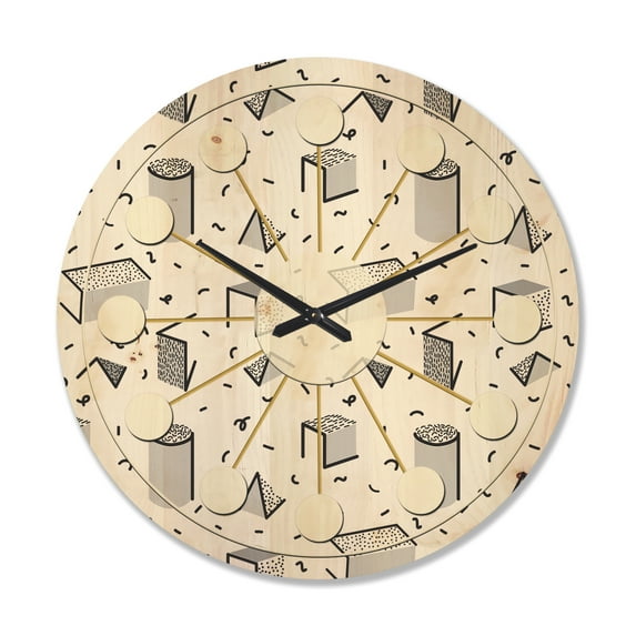 Designart 'Retro Geometric Design V' Mid-Century Modern Wood Wall Clock