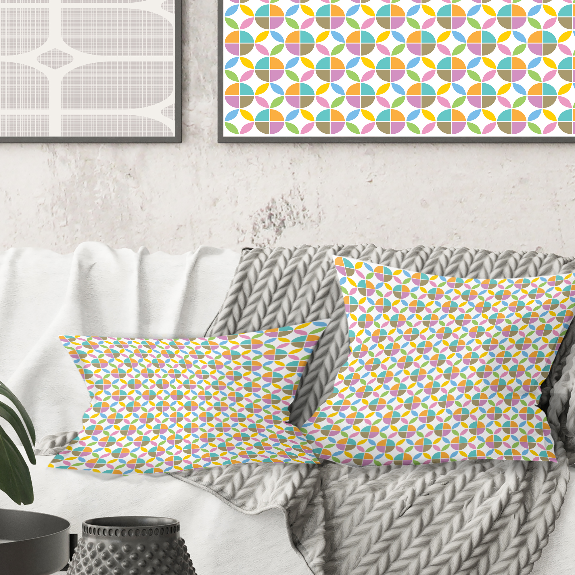 Designart Retro Geometric Design VIII' Mid-Century Modern Throw Pillow - 16x16
