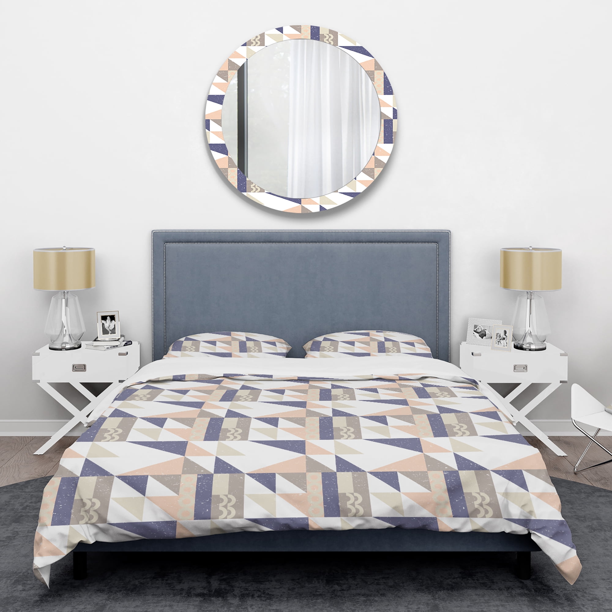 Designart 'Retro Geometric Design X' Mid-Century Modern Duvet Cover Set