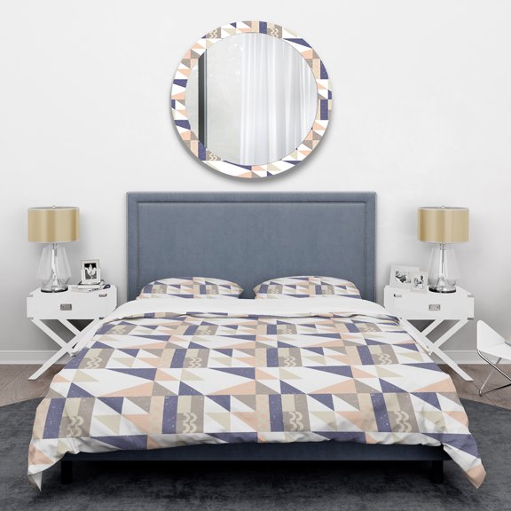 Designart 'Retro Geometric Design X' Mid-Century Modern Duvet Cover Set