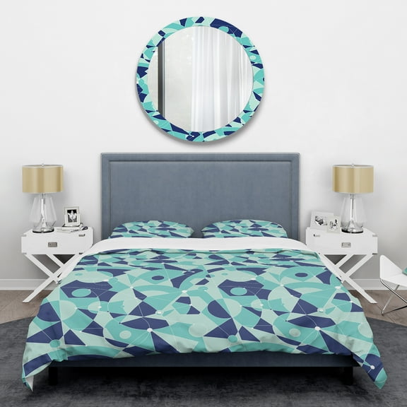 Designart 'Retro Geometric Grid II' Mid-Century Modern Duvet Cover Set