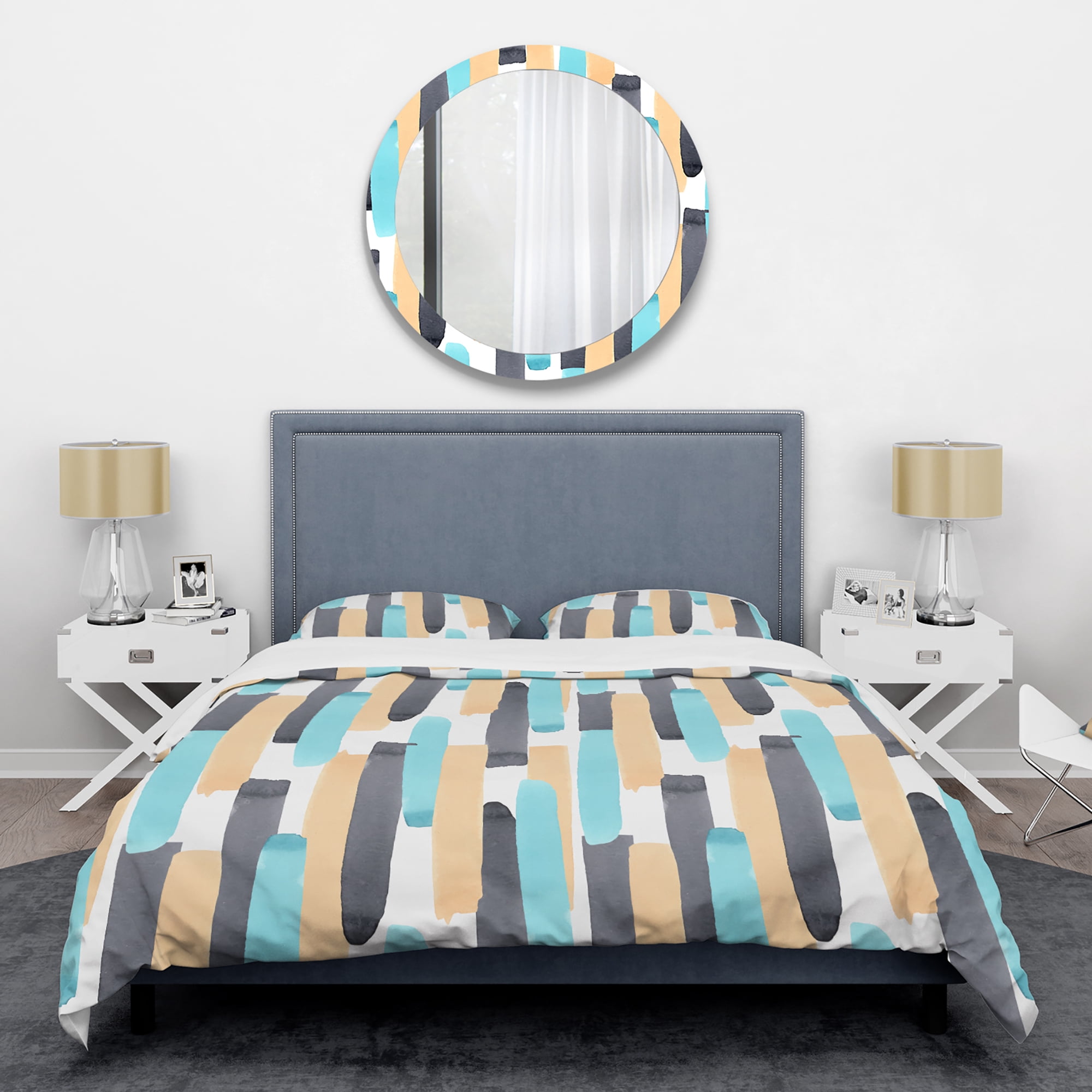 Designart 'Retro Geometrical Abstract I' Mid-Century Modern Duvet Cover Set