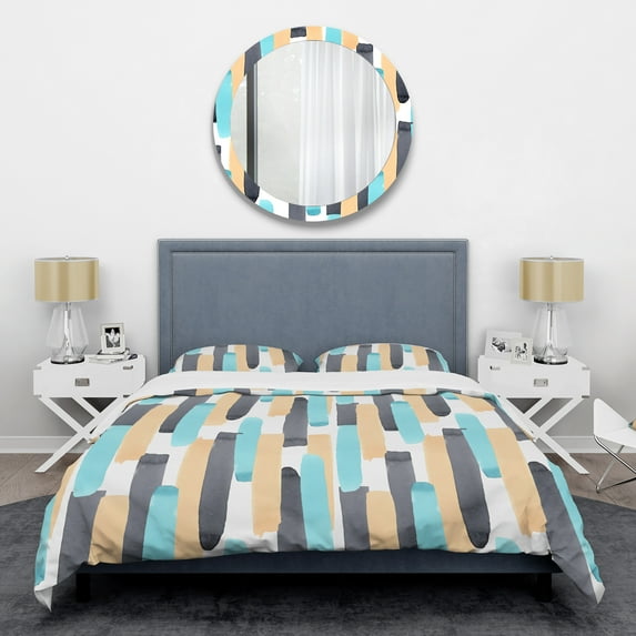 Designart 'Retro Geometrical Abstract I' Mid-Century Modern Duvet Cover Set
