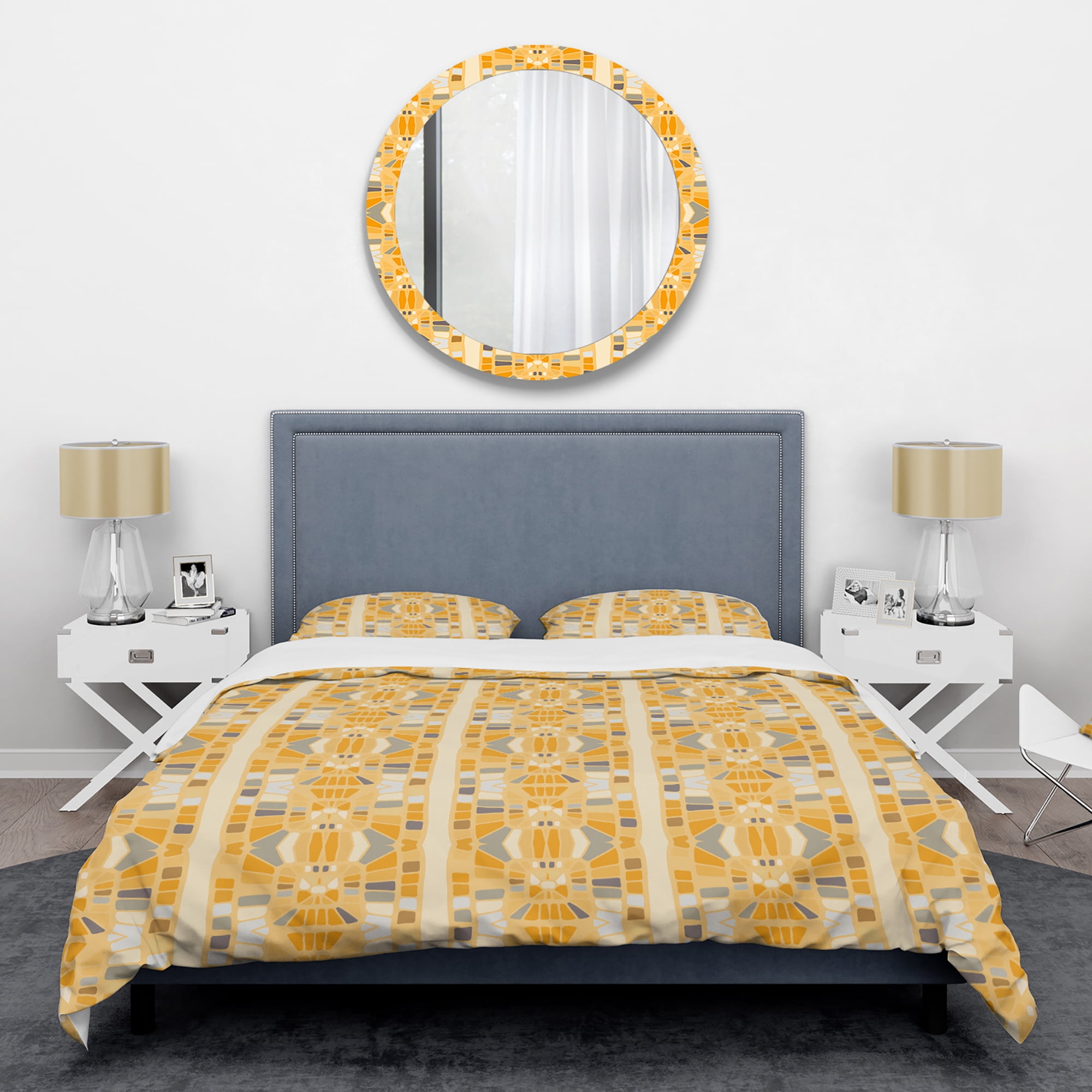 Designart 'Retro Geometrical Abstract II' Mid-Century Modern Duvet Cover Set