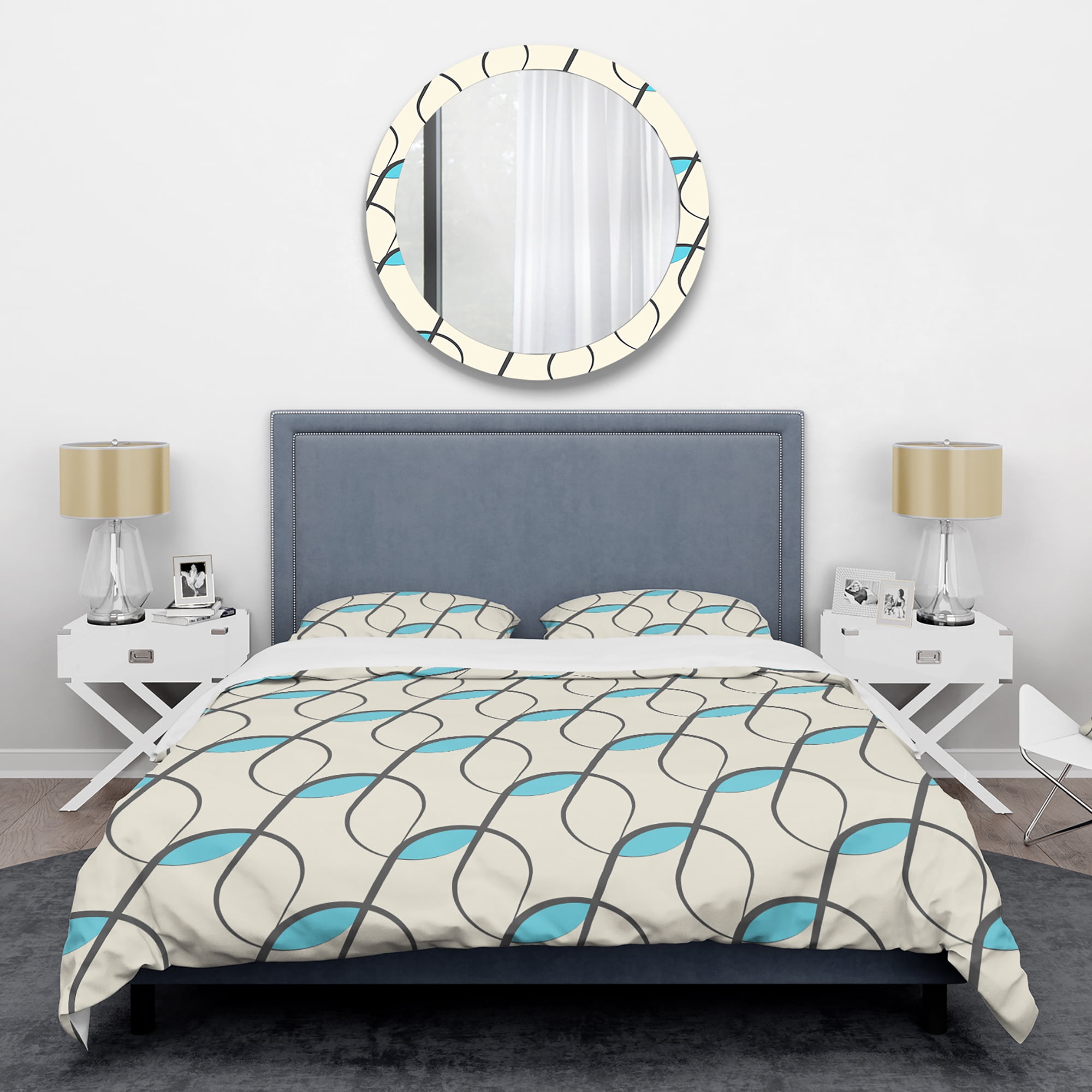Designart 'Retro Geometrical Abstract Minimal Pattern I' Mid-Century Modern Duvet Cover Set
