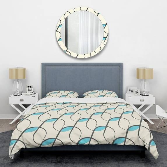 Designart 'Retro Geometrical Abstract Minimal Pattern I' Mid-Century Modern Duvet Cover Set