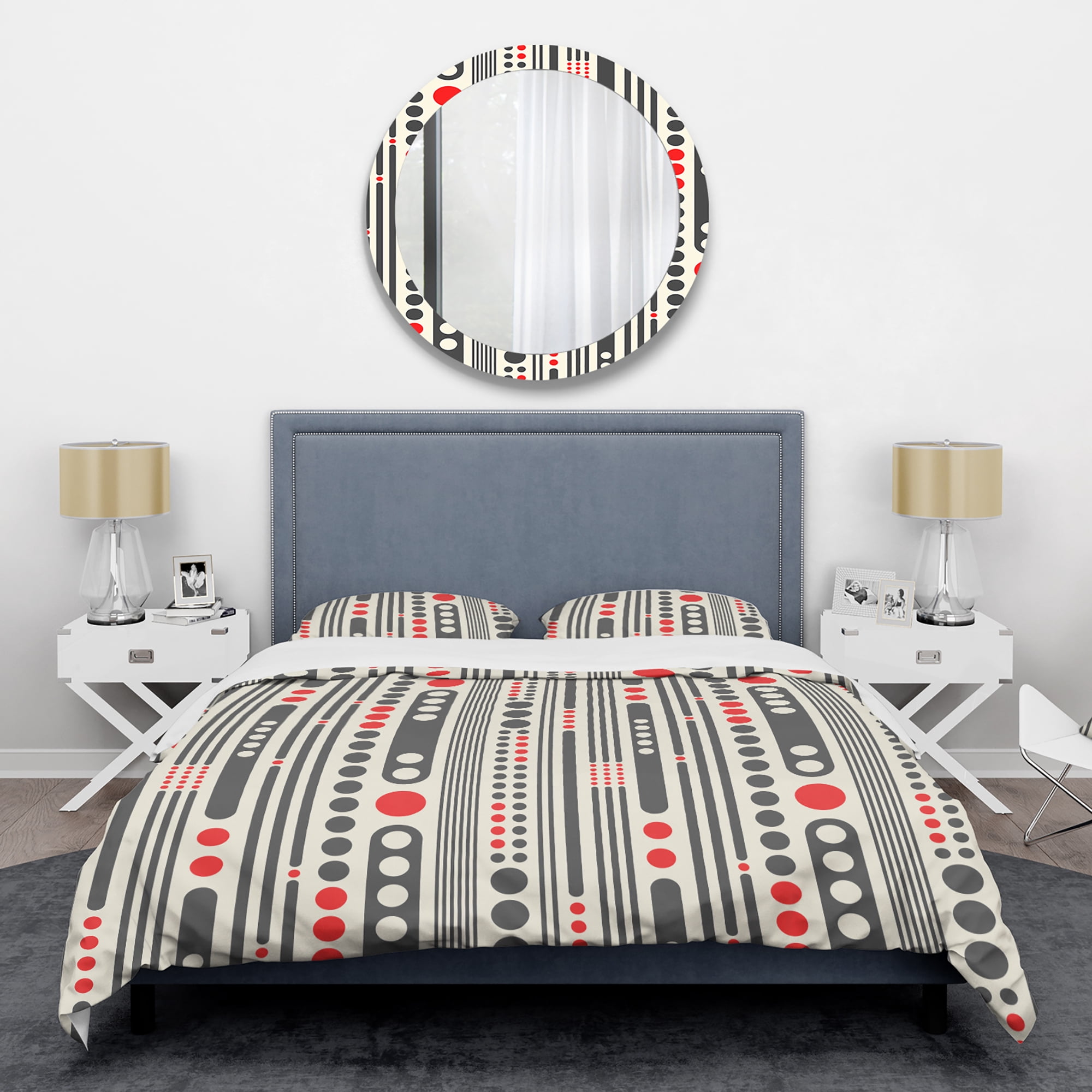 Designart 'Retro Geometrical Abstract Minimal Pattern II' Mid-Century Modern Duvet Cover Set