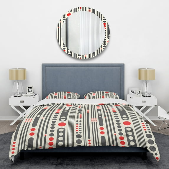 Designart 'Retro Geometrical Abstract Minimal Pattern II' Mid-Century Modern Duvet Cover Set