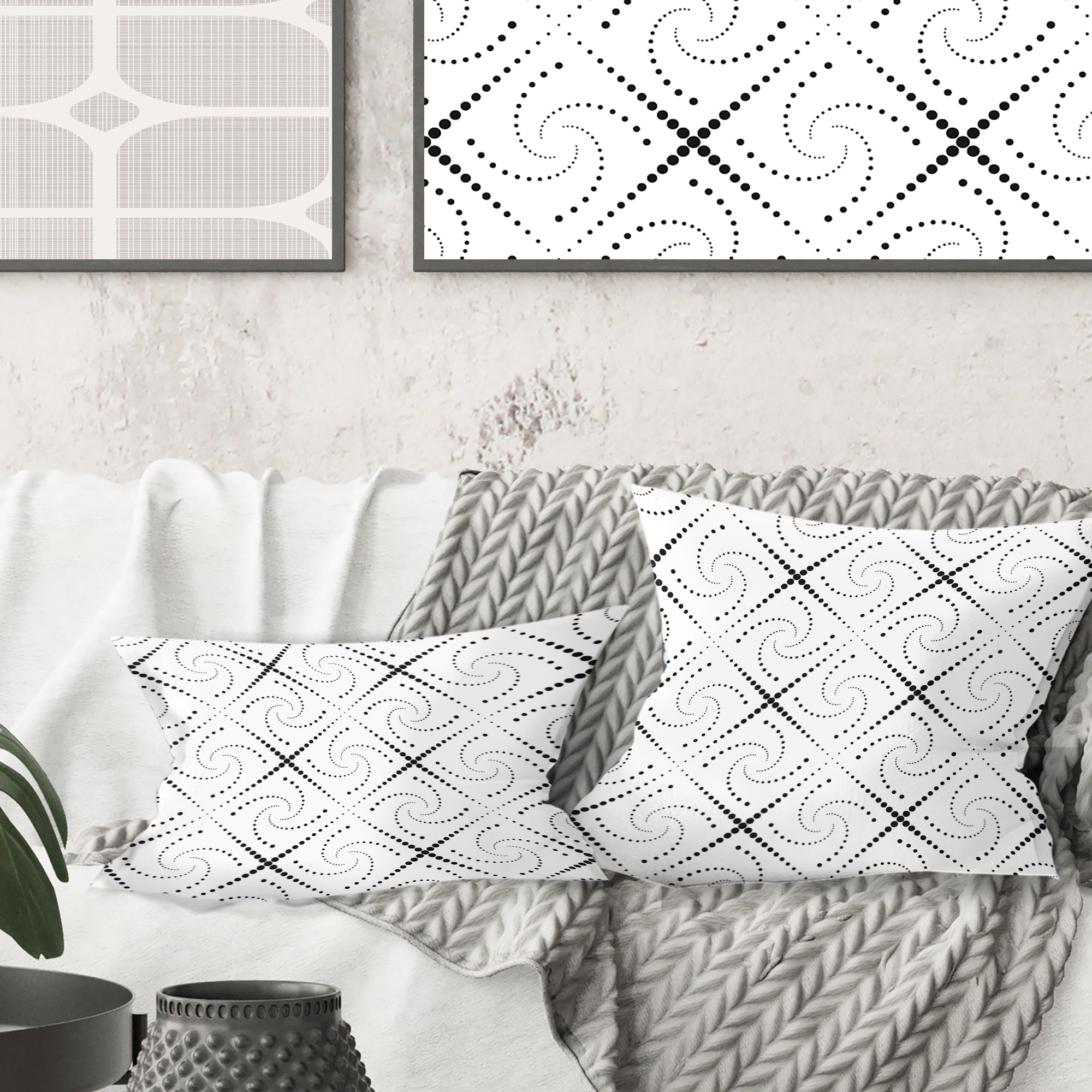 Designart Retro Geometrical Abstract Minimal Pattern III' Mid-Century Modern Throw Pillow - 16x16