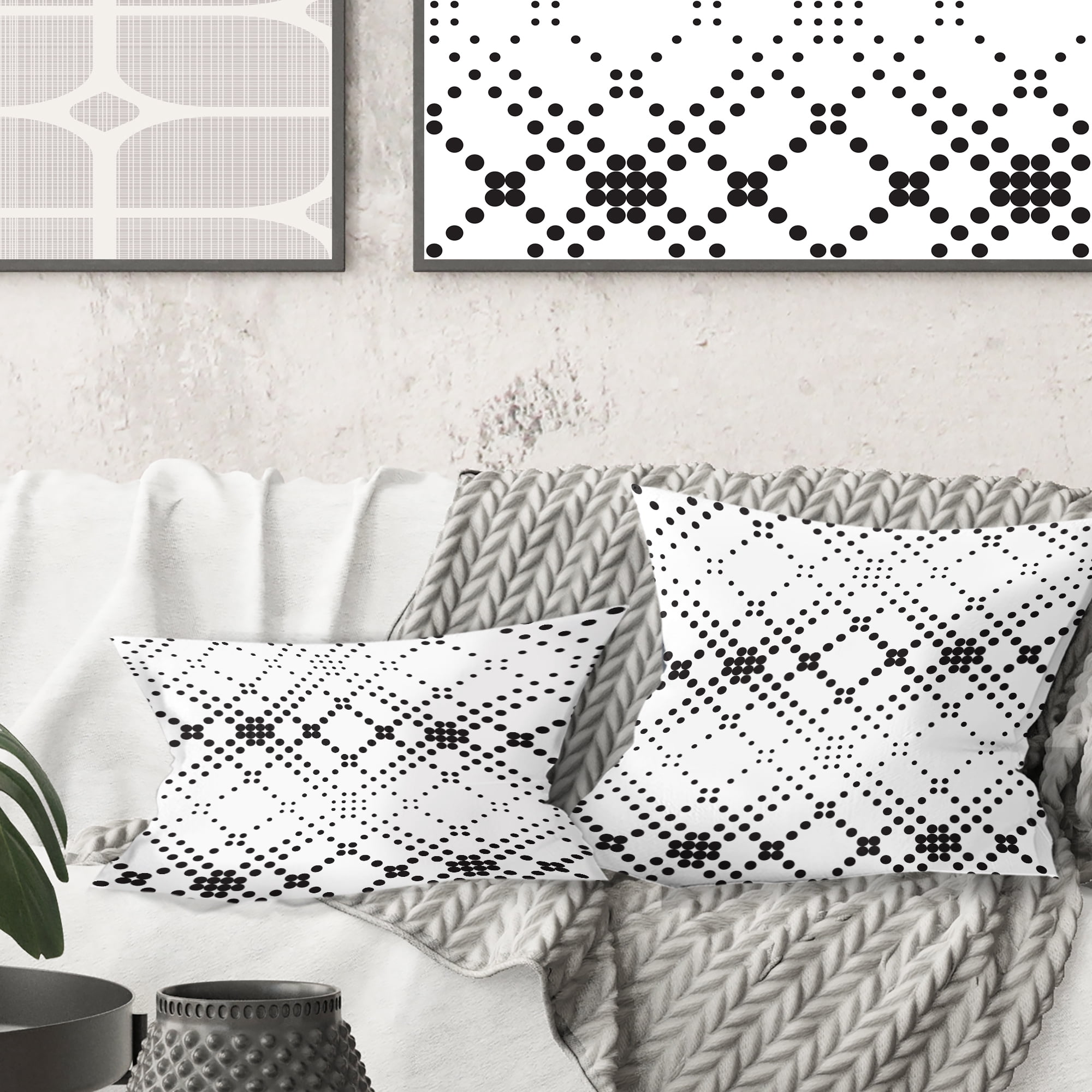 Designart Retro Geometrical Abstract Minimal Pattern IX' Mid-Century Modern Throw Pillow - 18x18