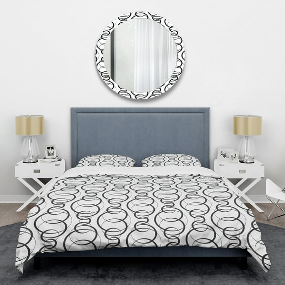 Designart 'Retro Geometrical Abstract Minimal Pattern VI' Mid-Century Modern Duvet Cover Set