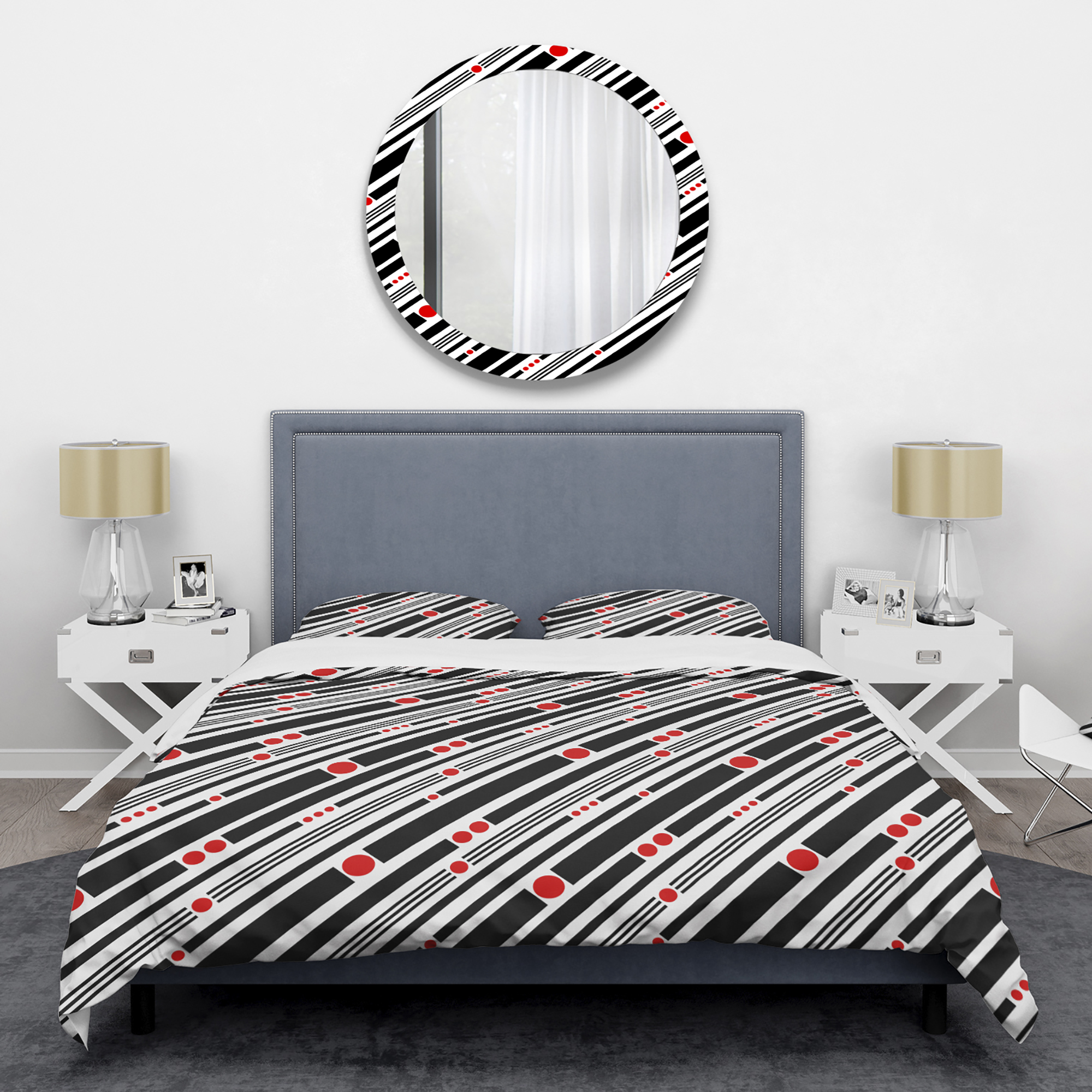 Designart 'Retro Geometrical Abstract Minimal Pattern XII' Mid-Century Modern Duvet Cover Set