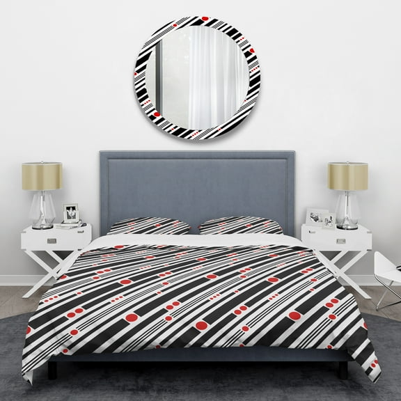 Designart 'Retro Geometrical Abstract Minimal Pattern XII' Mid-Century Modern Duvet Cover Set
