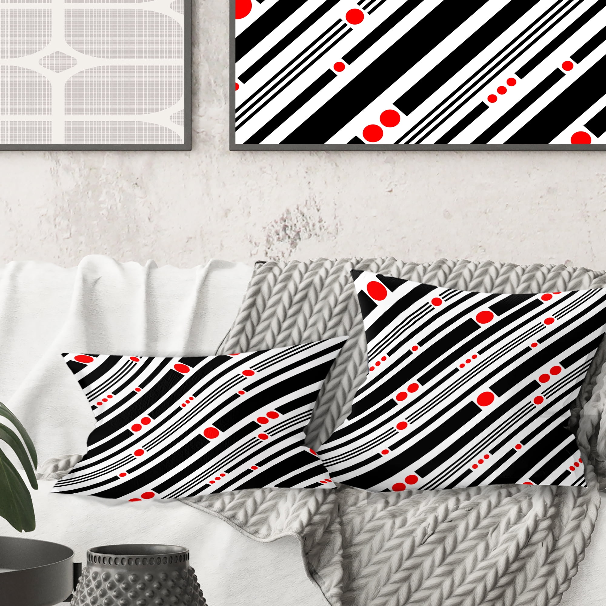 Designart Retro Geometrical Abstract Minimal Pattern XII' Mid-Century Modern Throw Pillow - 18x18
