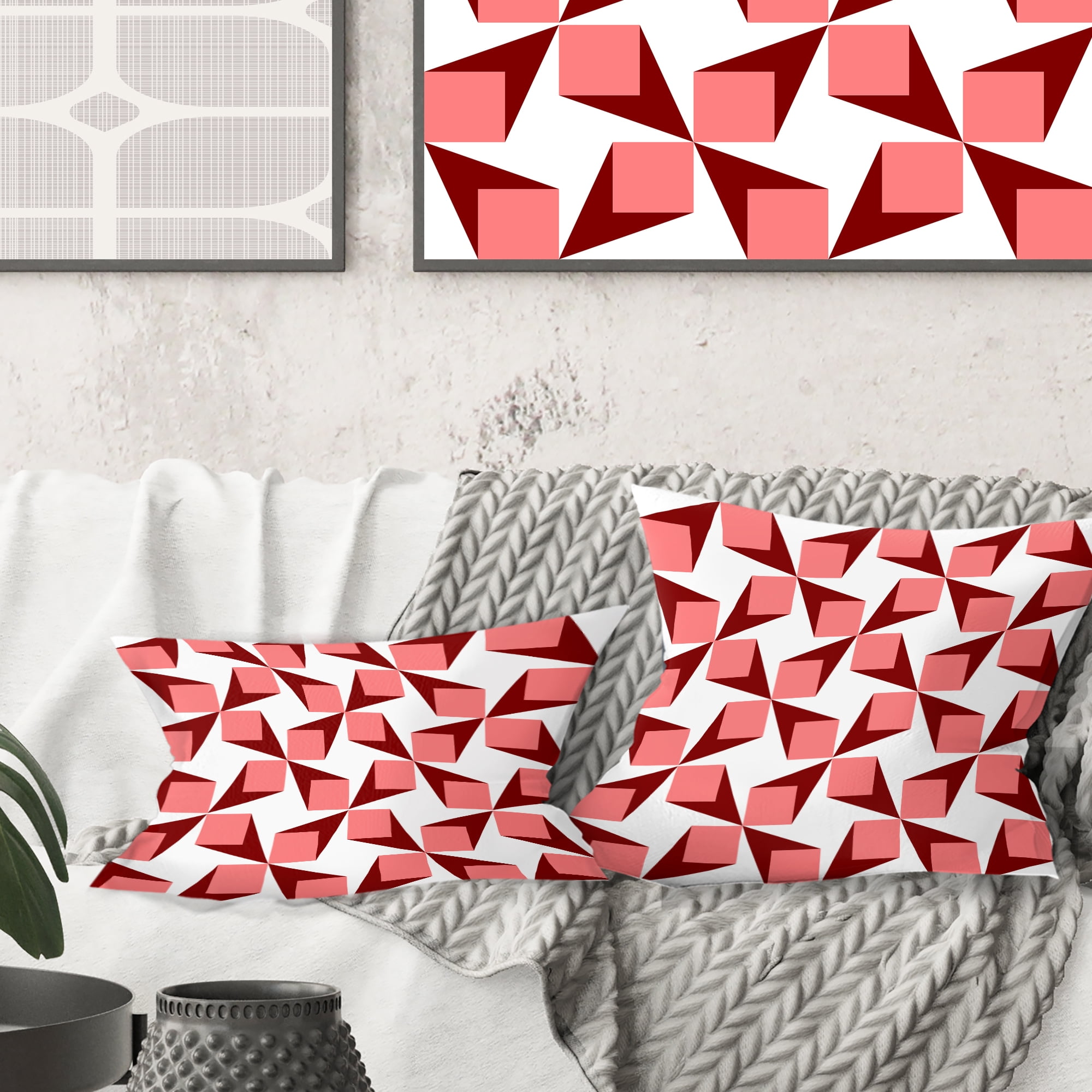 Designart Retro Geometrical Abstract Minimal Pattern XIII' Mid-Century Modern Throw Pillow - 18x18