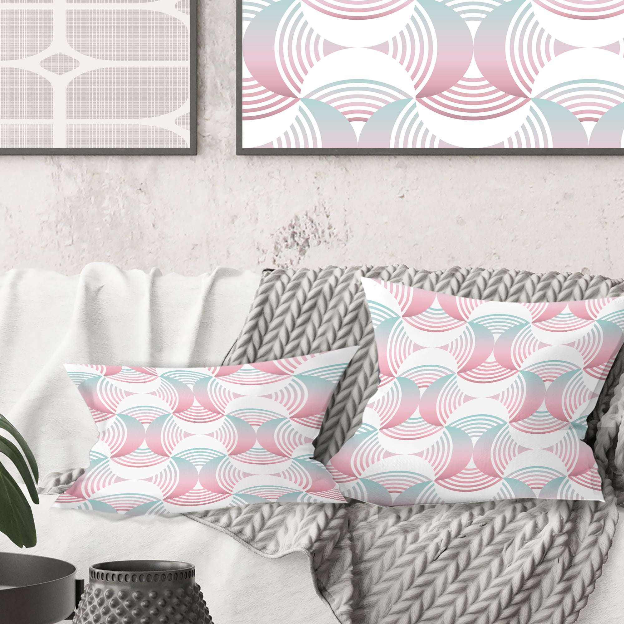 Designart Retro Geometrical Abstract Pattern I' Mid-Century Modern Throw Pillow - 16x16