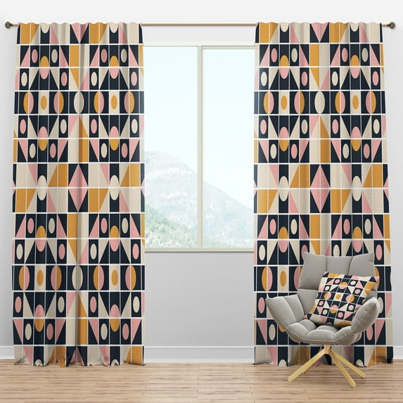 Designart 'Retro Geometrical Design I' Mid-Century Modern Blackout Curtain Panel