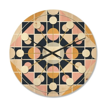 Designart 'Retro Geometrical Design I' Mid-Century Modern Wood Wall Clock