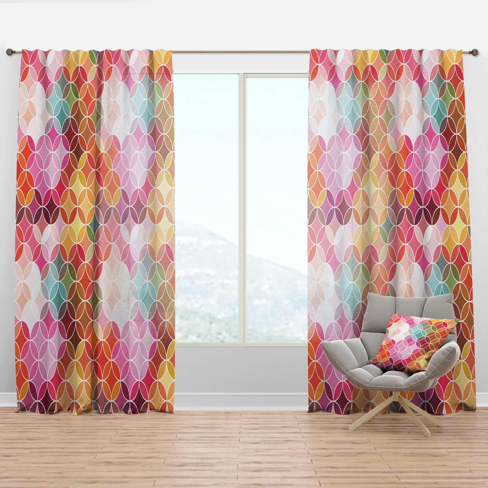 Designart 'Retro Geometrical Design II' Mid-Century Modern Curtain Panel