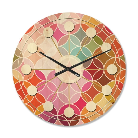 Designart 'Retro Geometrical Design II' Mid-Century Modern Wood Wall Clock