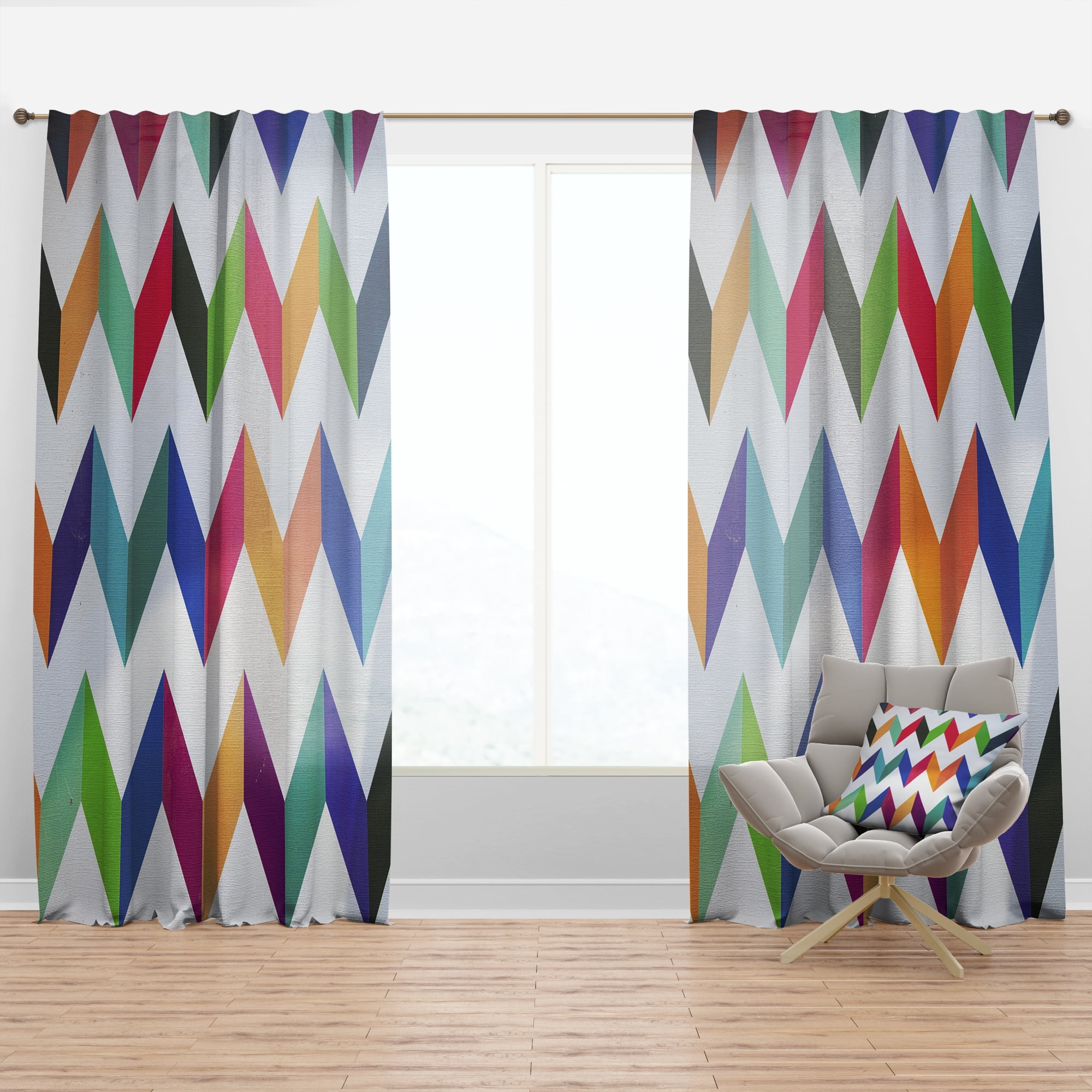 Designart 'Retro Geometrical Design III' Mid-Century Modern Curtain Panel