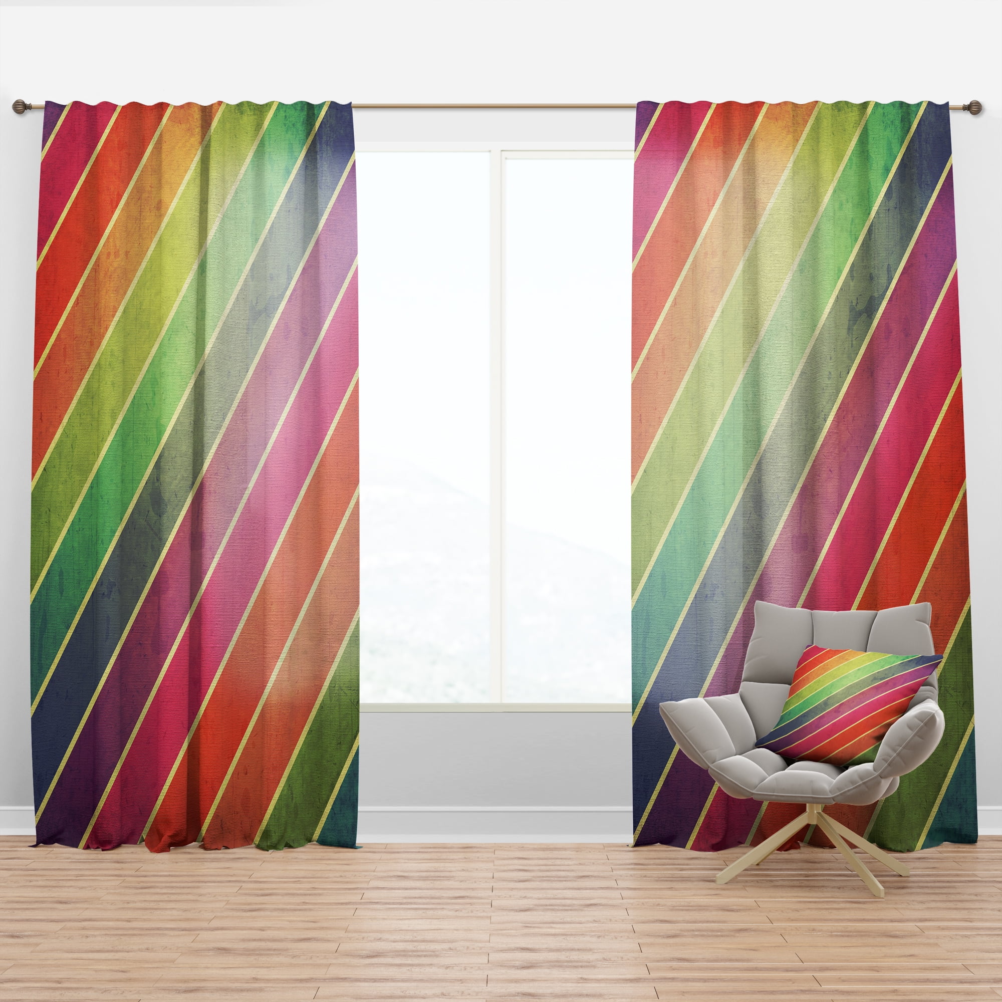 Designart 'Retro Geometrical Design IV' Mid-Century Modern Curtain Panel